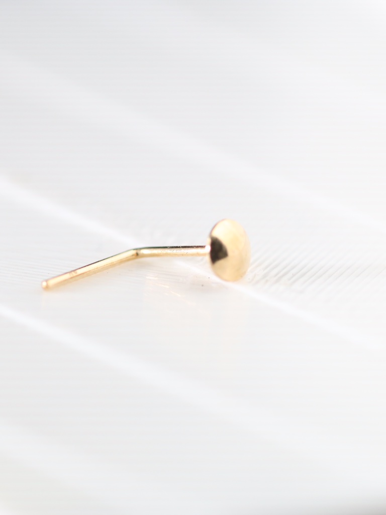 9kt. Gold Dome Solid Gold Nose Piercing With Tiny 9kt Gold Mark New